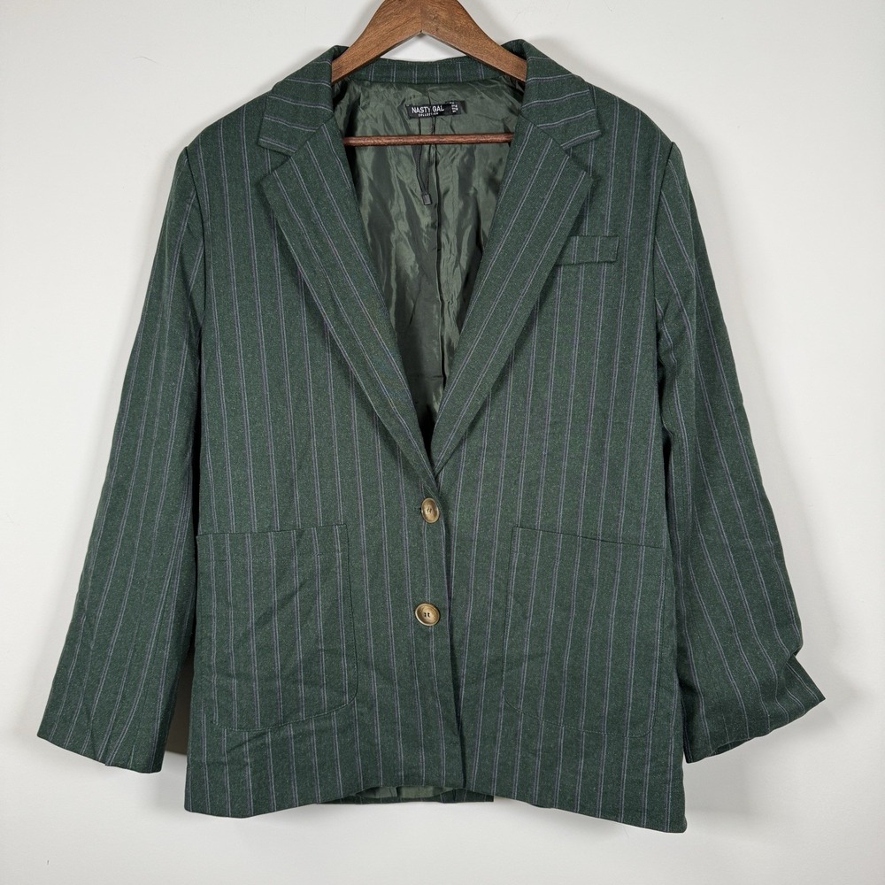 Women's‎ Nasty Gal Green Pinstripe Blazer Size 8 Career